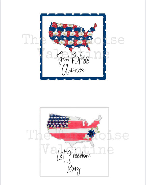 God Bless America 4x4 digital download printables