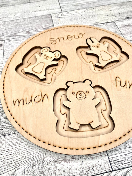 Snow Much Fun round sign