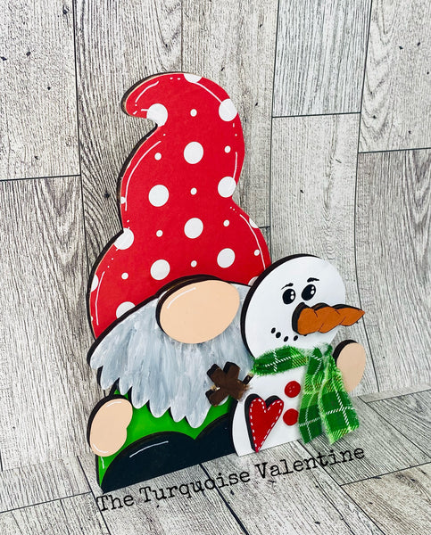 Standing gnome with snowman DIY