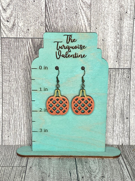 Weave pattern pumpkin earrings