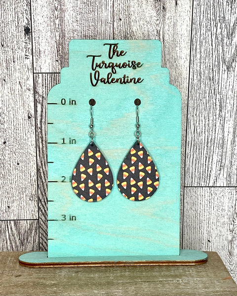 Black acrylic candy corn earrings