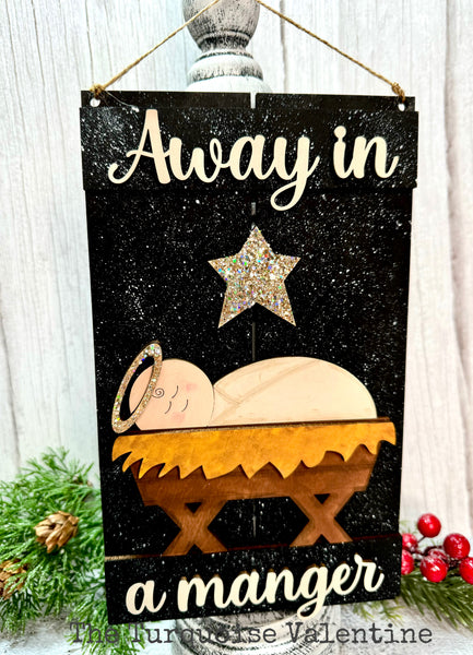 Away in a manger hanging sign DIY