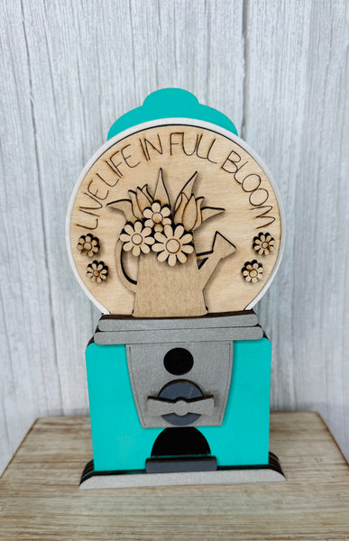 Live life in full bloom insert for interchangeable snowglobe or gumball machine DIY kit