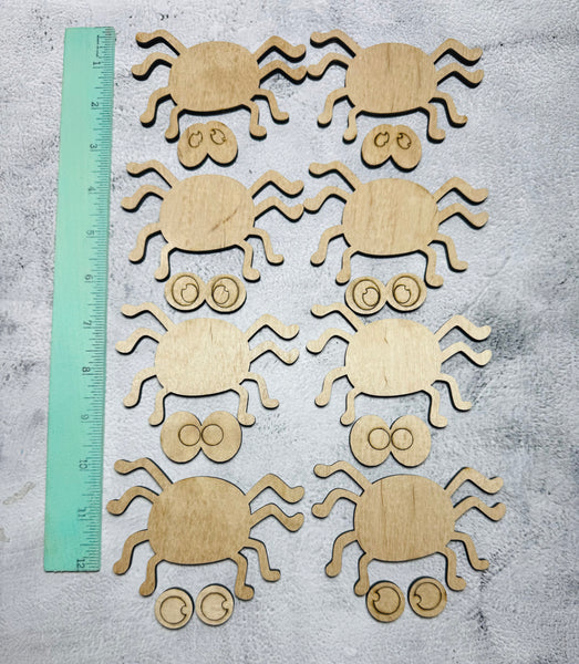Set of 8 funny spiders
