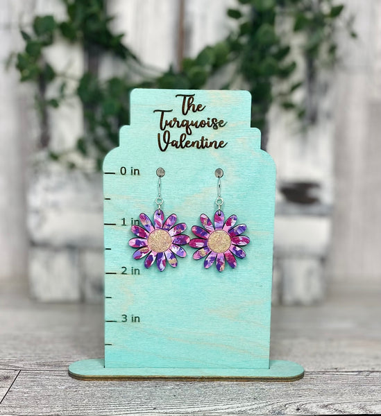 Purple flower earrings