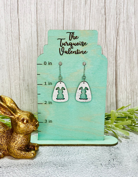 White distressed cut out bunny earrings