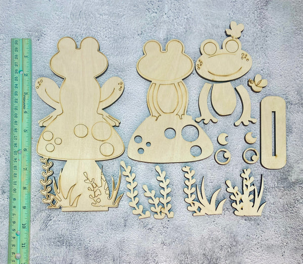 Standing frog and mushroom DIY set