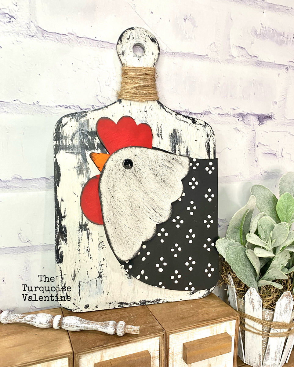 Chicken cutting board DIY set Turquoise Valentine