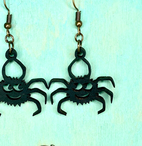 Black spider earrings