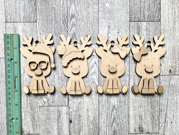 Set of 4 mix and match reindeer ornament kit