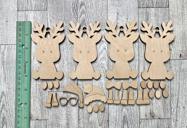 Set of 4 mix and match reindeer ornament kit