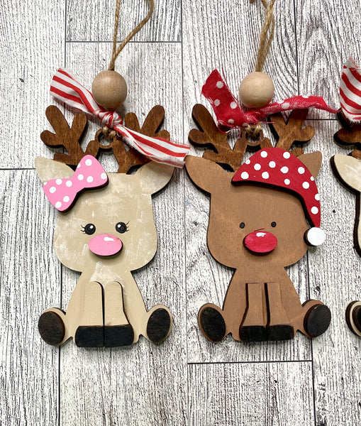 Set of 4 mix and match reindeer ornament kit