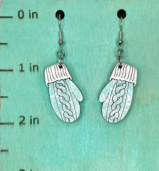 Light turquoise mitten earrings