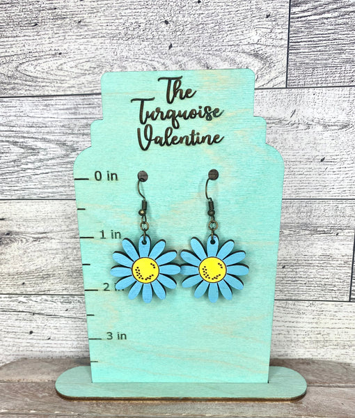 Blue daisy earrings