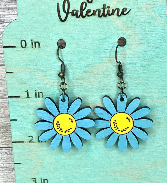 Blue daisy earrings