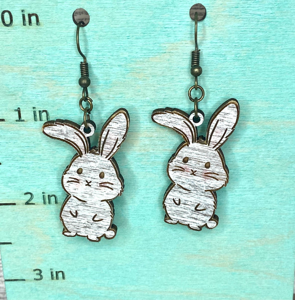 Distressed bunny earrings