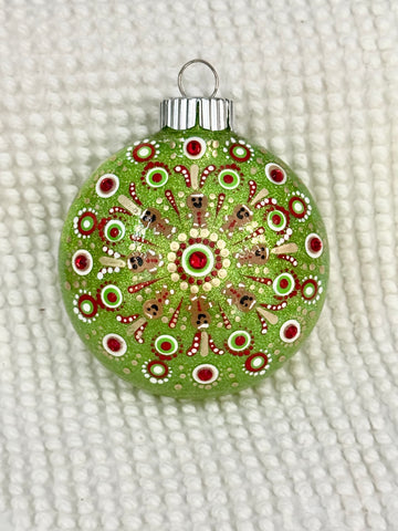 Dot art gingerbread mandala ornament #6