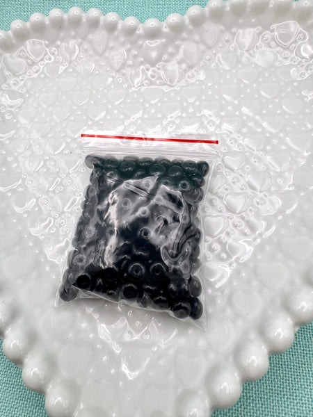Black 6mm donut glass beads for jewelry making