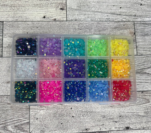 Box of 12000 colored AB rhinestones