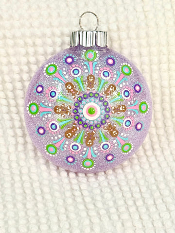 Dot art gingerbread mandala ornament #2