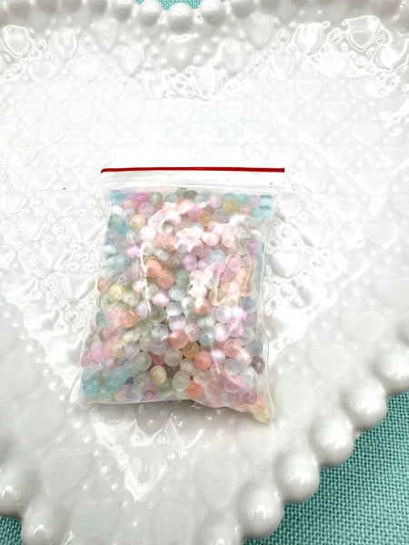 Pastel 4mm round cat eye glass beads
