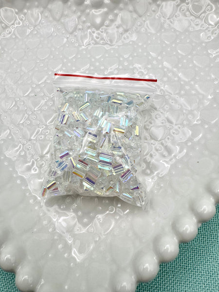 White,AB colored tube glass beads