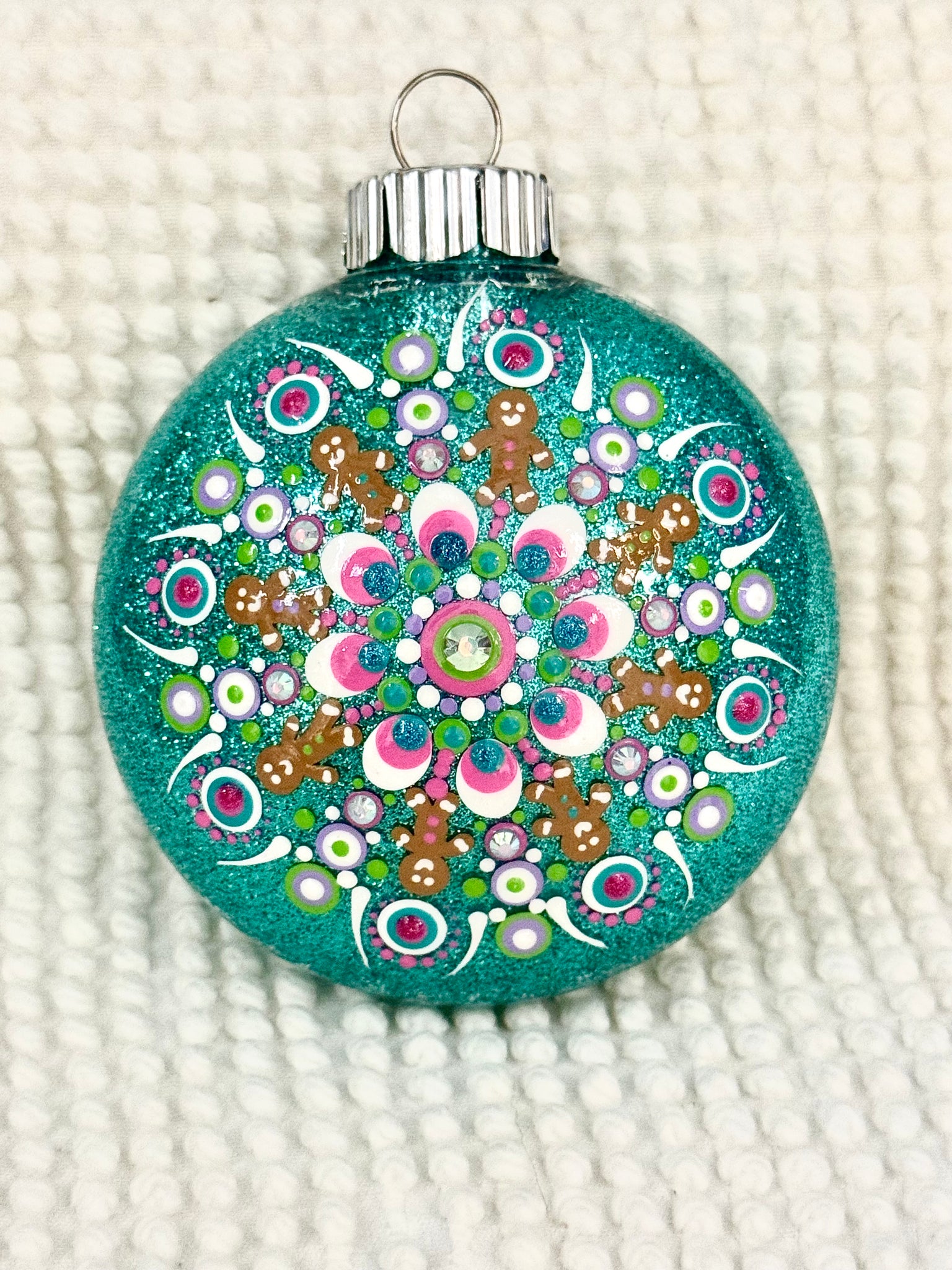 Dot art gingerbread mandala ornament #29