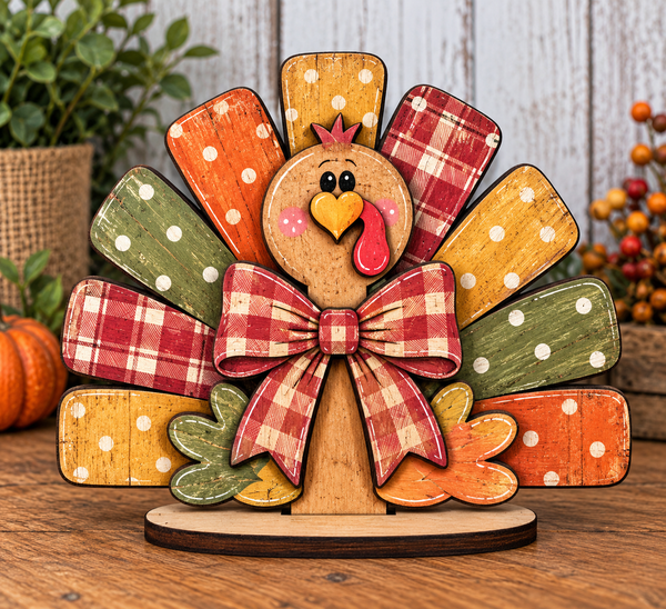 Shelf sitter turkey with bow DIY kit