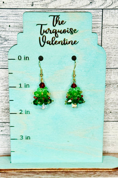 Beaded Christmas tree earrings