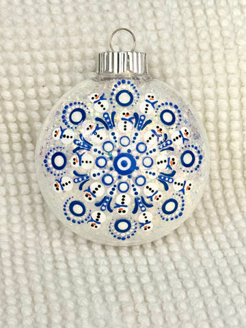 Dot art snowman mandala ornament #19