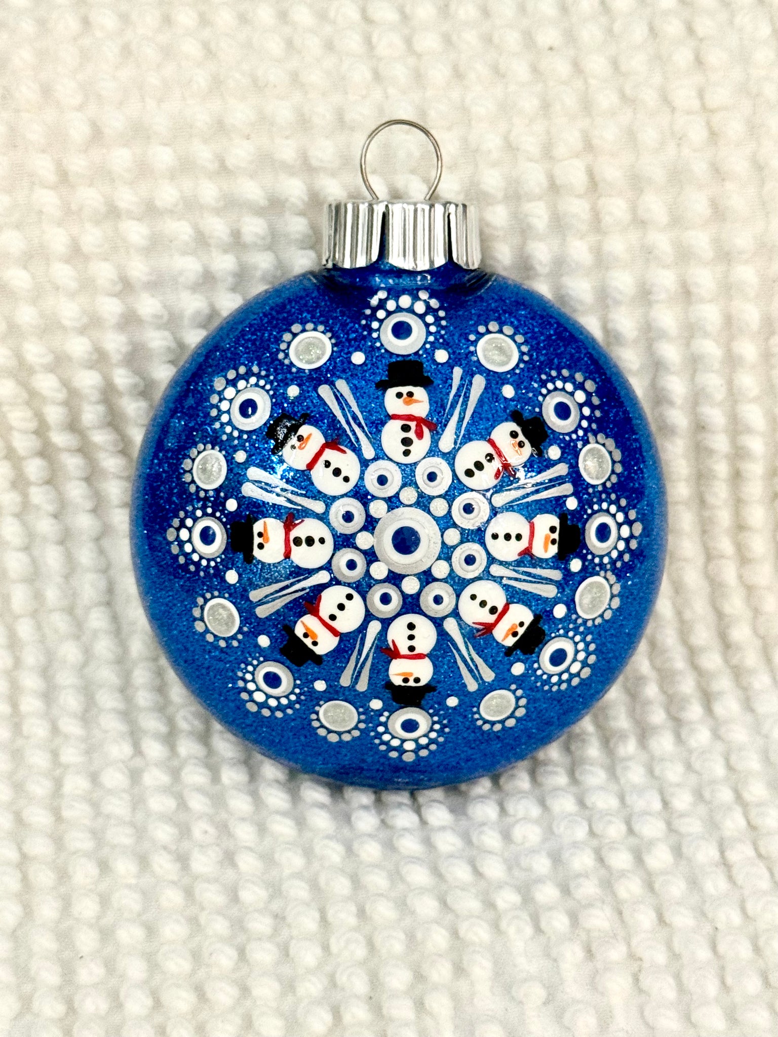 Dot art snowman mandala ornament #25