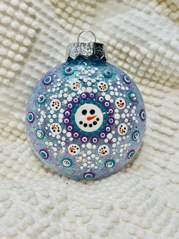 Dot art snowman mandala ornament #52