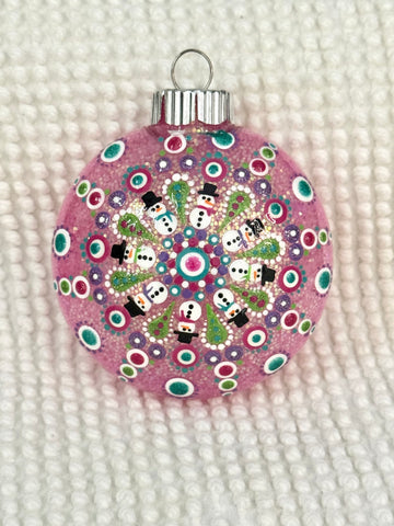 Dot art snowman mandala ornament #17