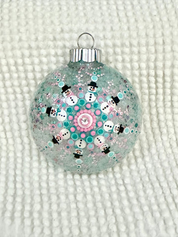 Dot art snowman mandala ornament #5