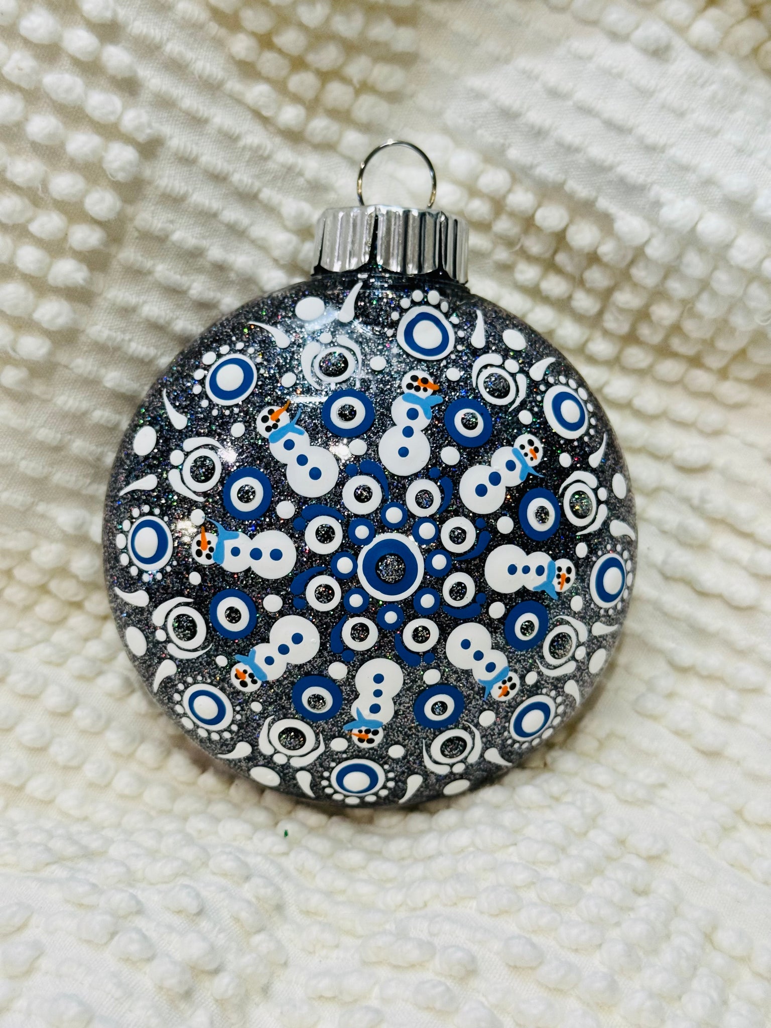 Dot art snowman mandala ornament #54