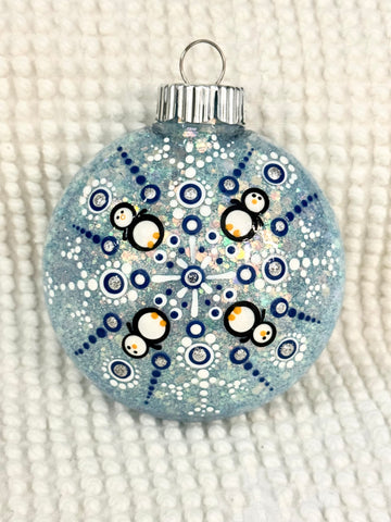 Dot art penguin mandala ornament #36