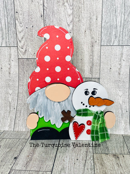 Standing gnome with snowman DIY