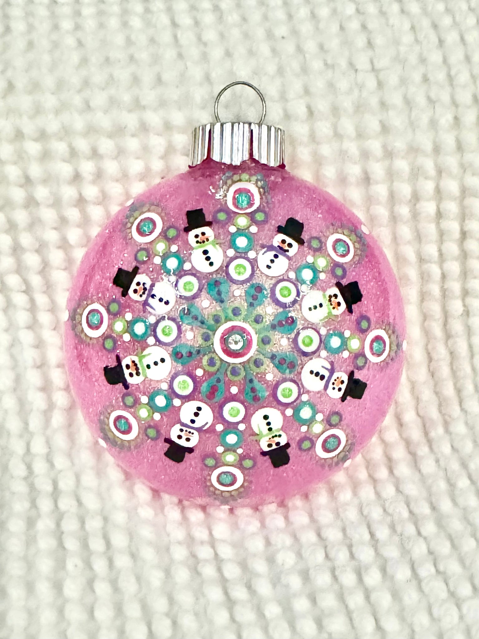 Dot art snowman ornament #3