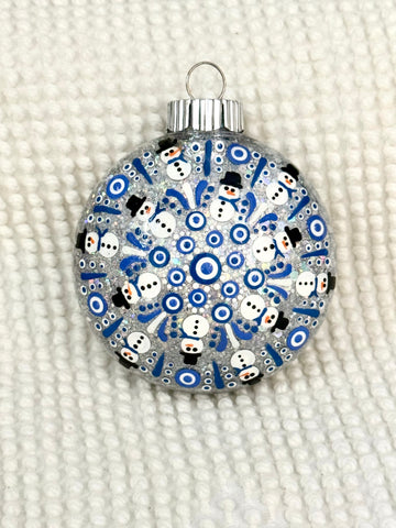 Dot art snowman mandala ornament #12