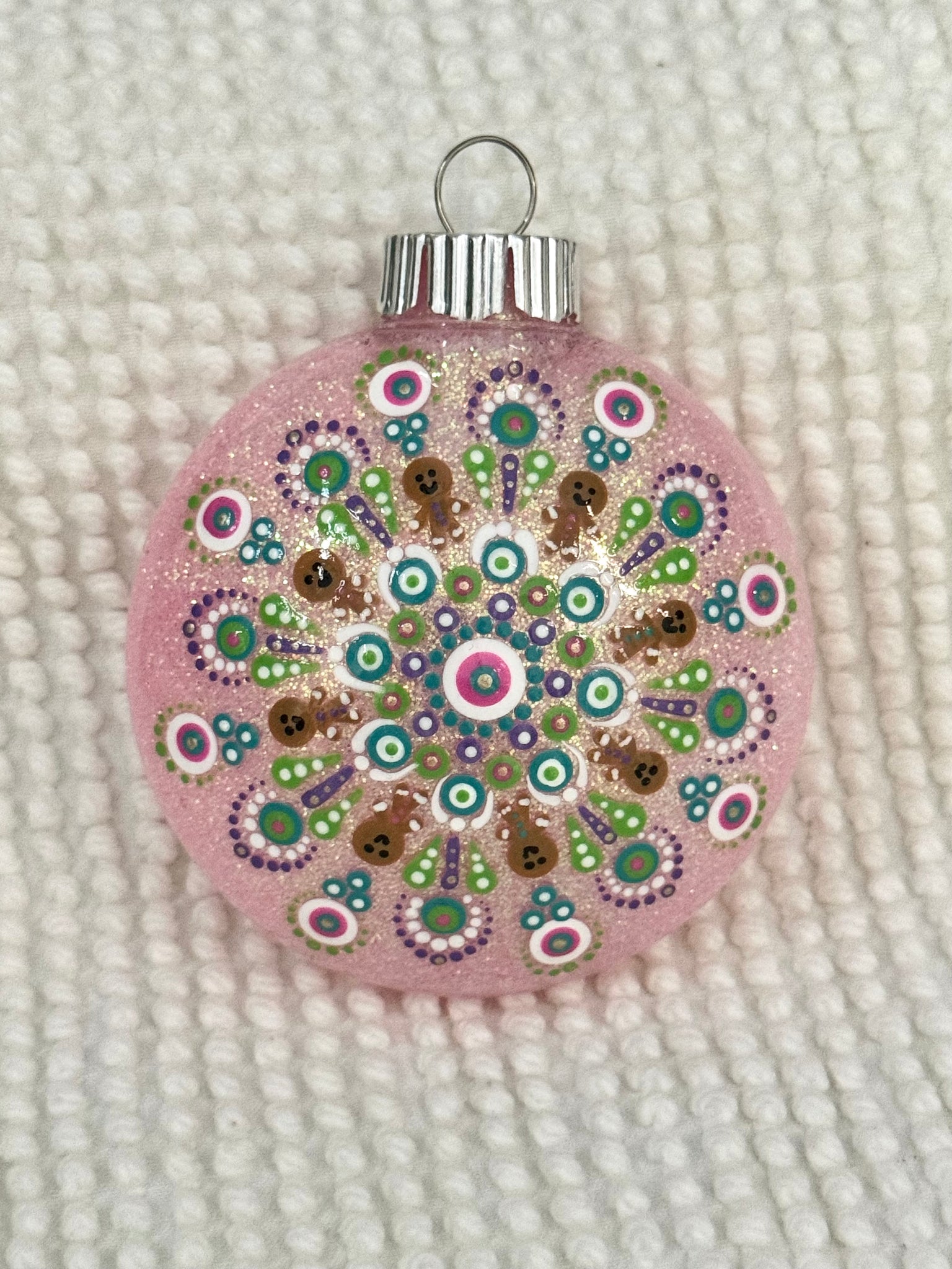 Dot art gingerbread mandala ornament #9