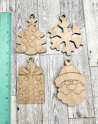 Set of 4 kids ornaments DIY