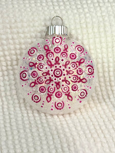 Dot art breast cancer awareness mandala ornament #21