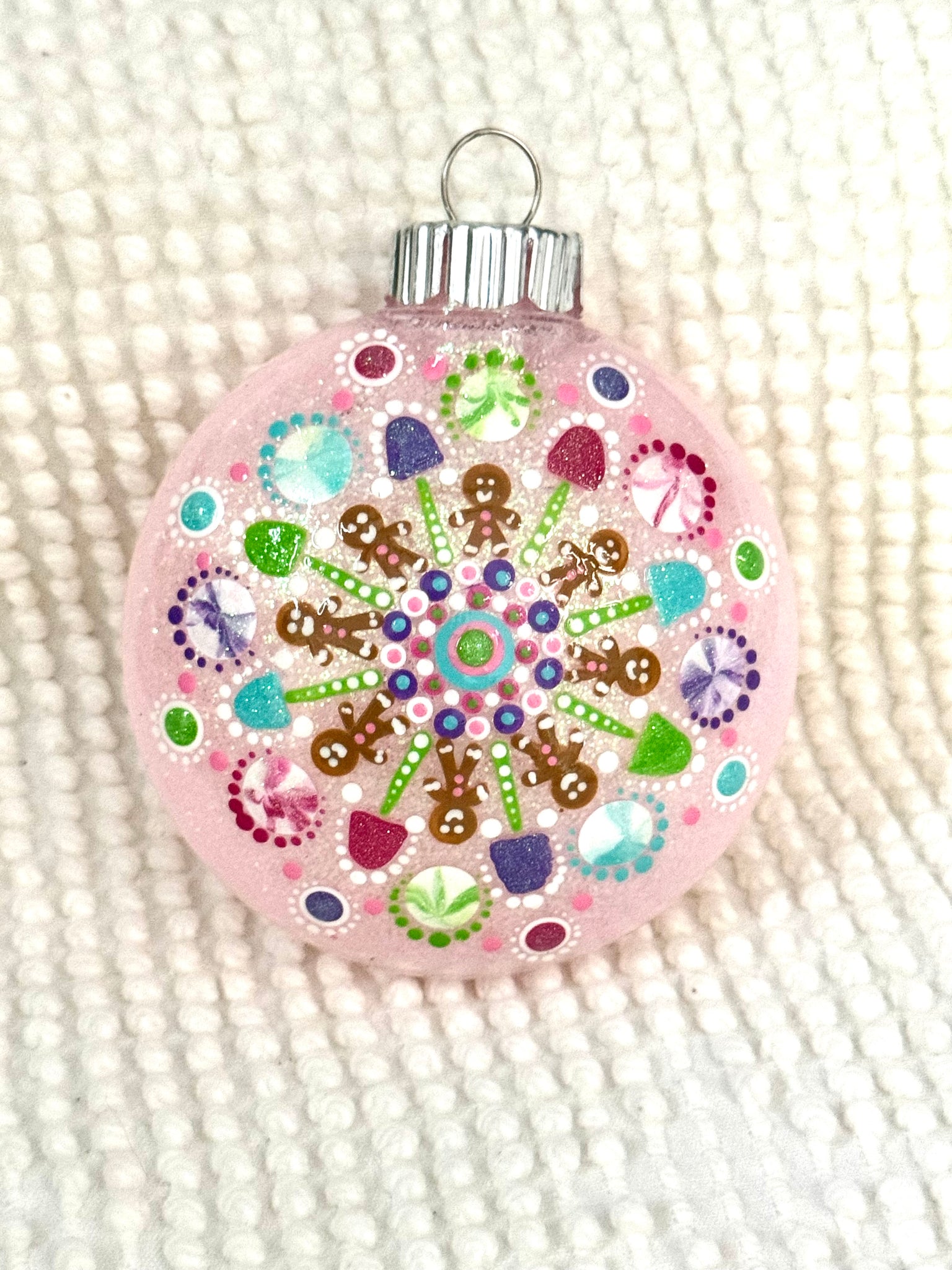 Dot art gingerbread mandala ornament #37