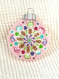 Dot art gingerbread mandala ornament #37