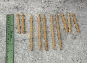 Set of 5 6 inch mini spindles and 5 3.5 inch spindles