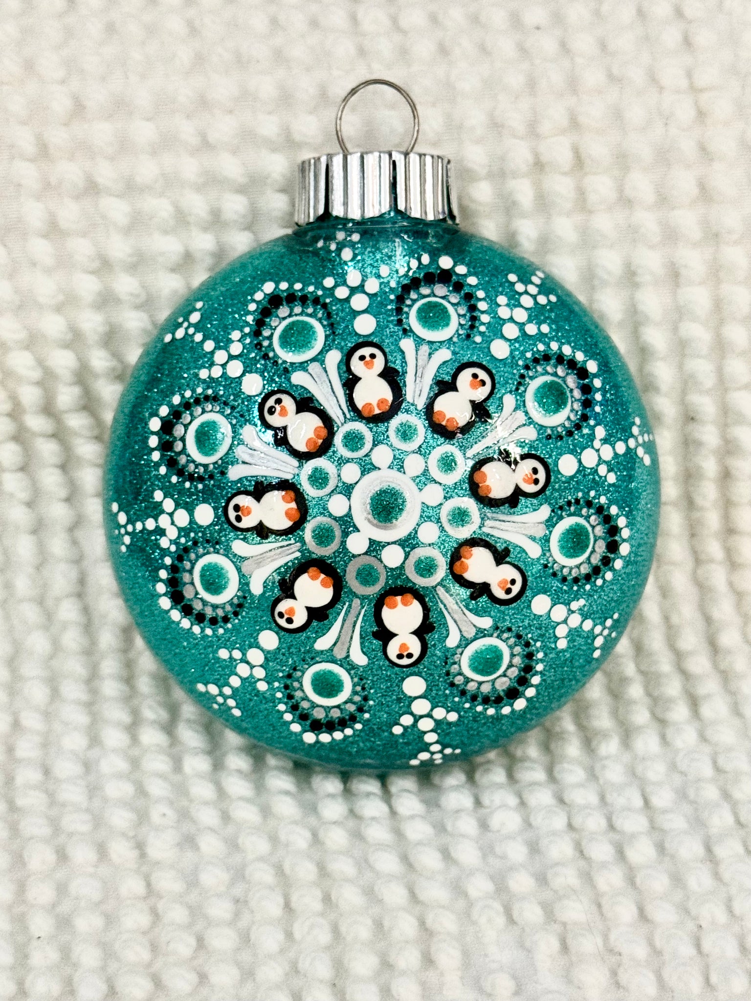 Dot art penguin mandala ornament #32