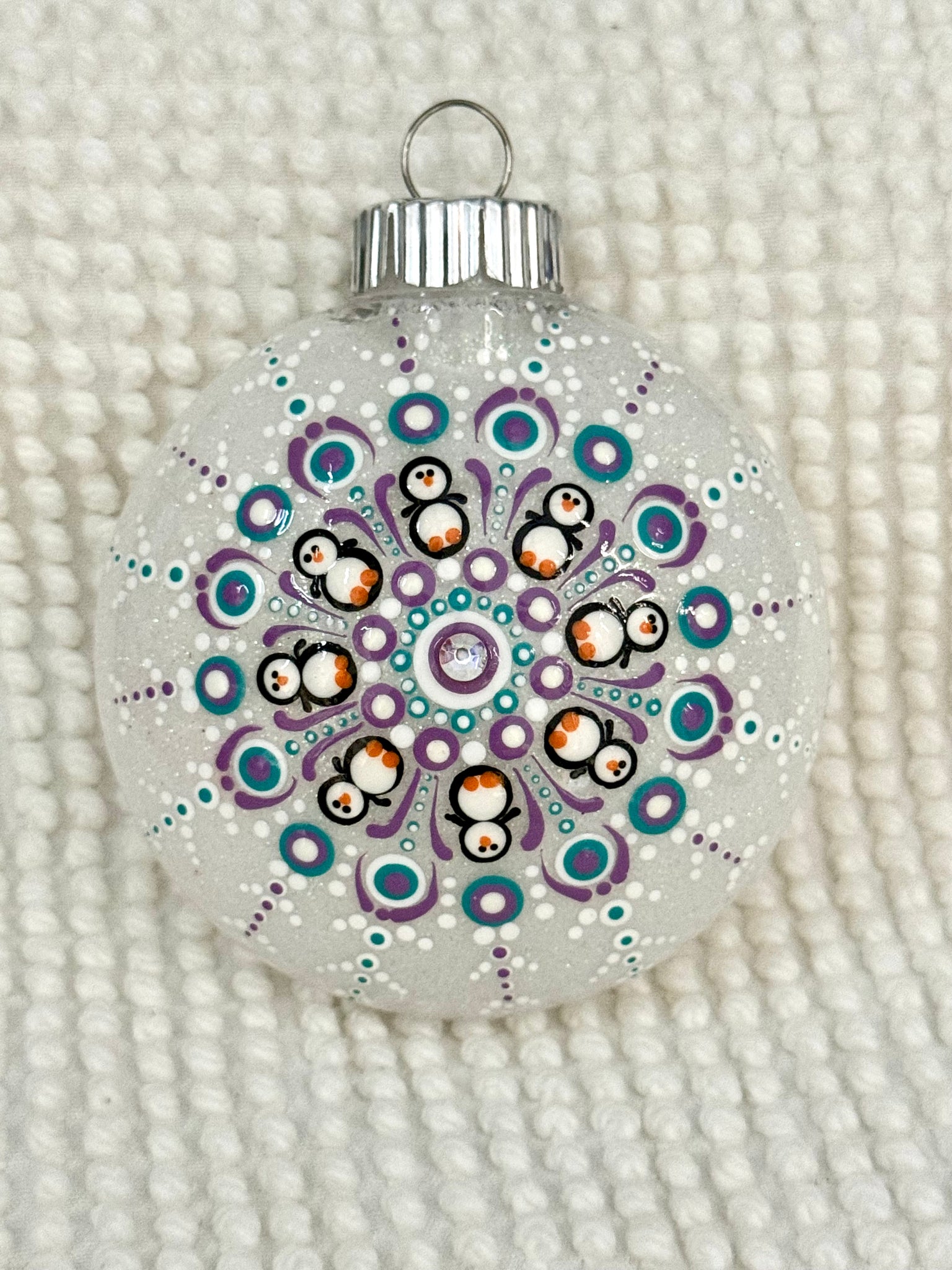 Dot art penguin mandala ornament #20