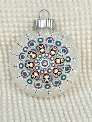 Dot art penguin mandala ornament #20