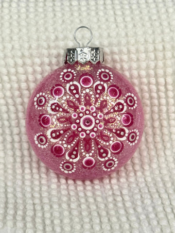 Dot art breast cancer awareness mandala ornament #8