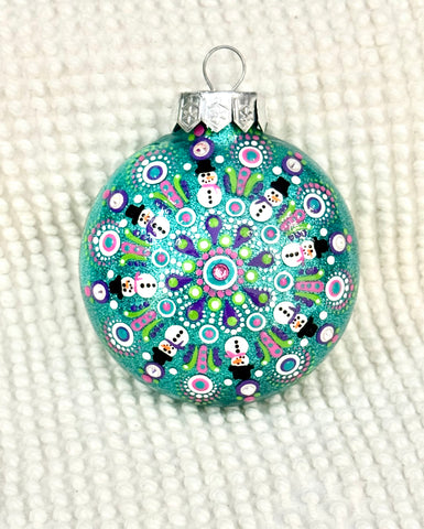 Dot art snowman mandala ornament #27